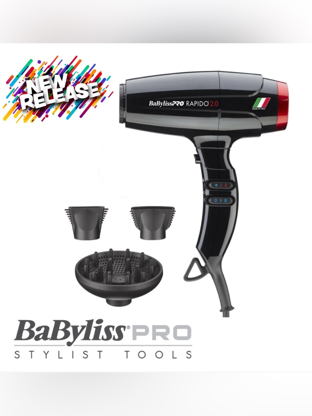 🔥 BaBylissPRO The Rapido 2.0 Hair Dryer, Ion Technology. 3 attachments included.